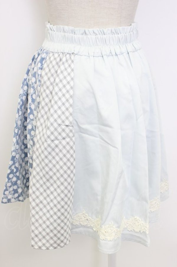 画像2: axes femme POETIQUE / レースパッチワークスカート M サックス T-26-02-03-028-AX-SK-SA-ZT (2)