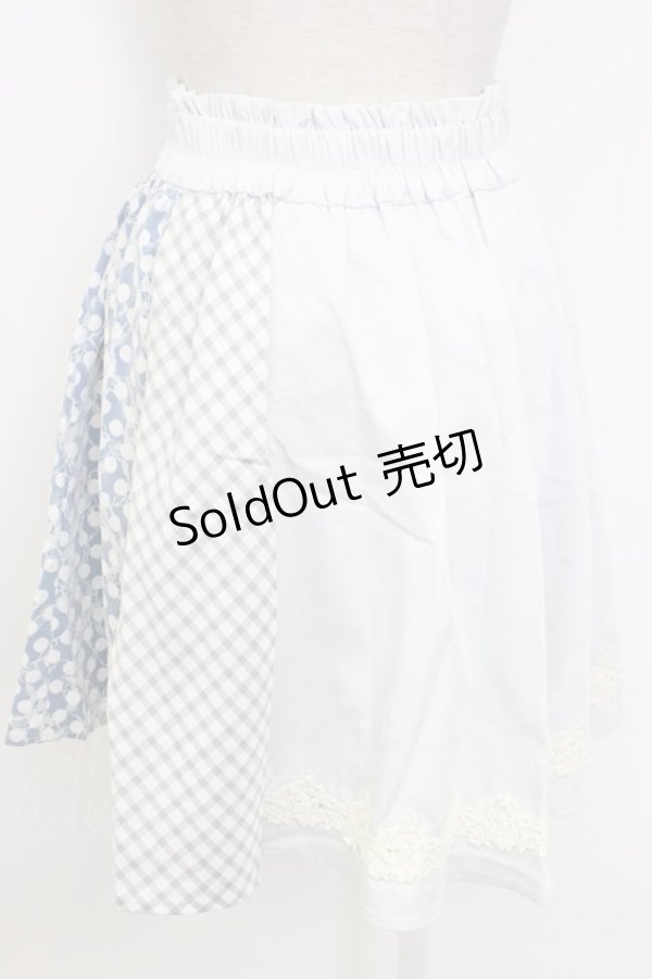 画像2: axes femme POETIQUE / レースパッチワークスカート M サックス T-26-02-03-028-AX-SK-SA-ZT594 (2)