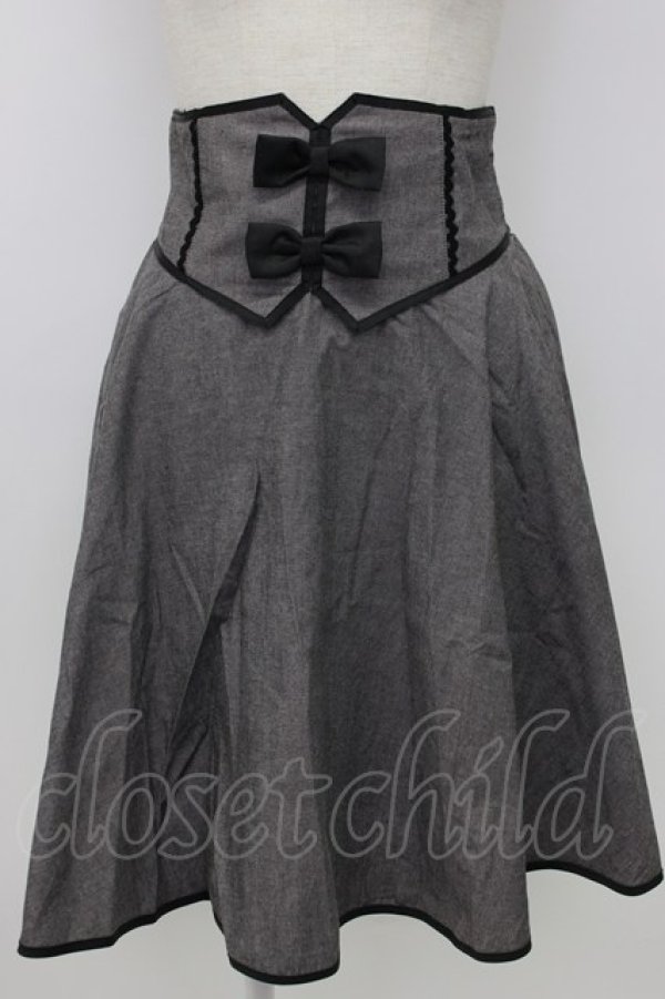 画像1: axes femme POETIQUE / デニム風コルセットスカート M ブラック T-26-02-03-029-AX-PA-SA-ZT (1)