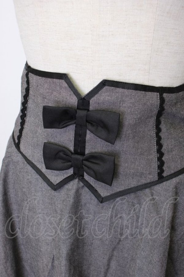 画像3: axes femme POETIQUE / デニム風コルセットスカート M ブラック T-26-02-03-029-AX-PA-SA-ZT (3)