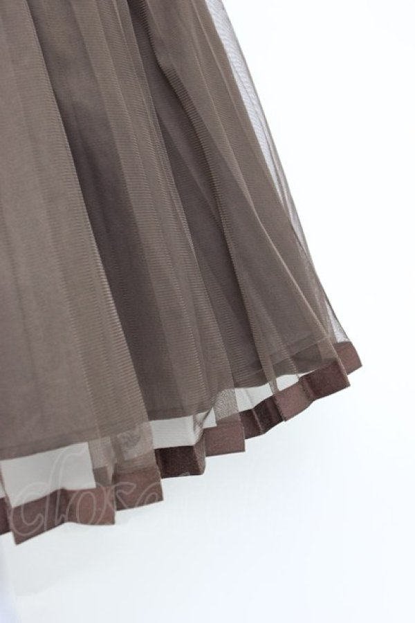 画像4: Fi.n.t / ロゴリボン付きプリーツチュールスカート  ブラウン T-26-02-03-030-CA-SK-SA-ZT (4)