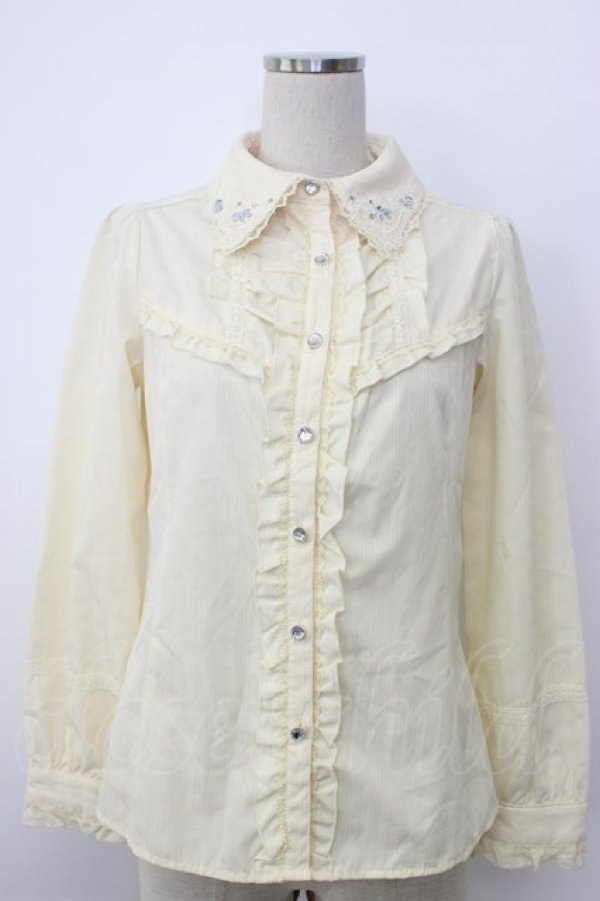 画像1: axes femme / シャンデリアジャガードブラウス  アイボリー T-26-02-03-007-AX-BL-SA-ZT (1)