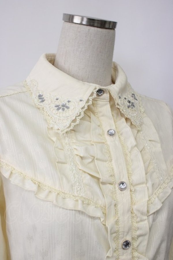 画像3: axes femme / シャンデリアジャガードブラウス  アイボリー T-26-02-03-007-AX-BL-SA-ZT (3)