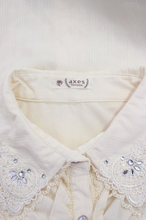 画像6: axes femme / シャンデリアジャガードブラウス  アイボリー T-26-02-03-007-AX-BL-SA-ZT (6)