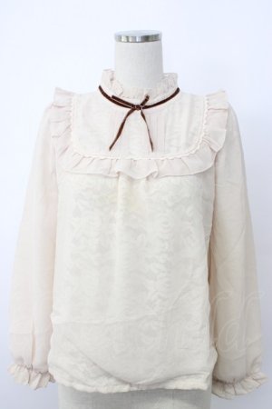 画像: axes femme POETIQUE / レースシフォン重ねヨーク襟ブラウス M ベージュ T-26-02-03-008-AX-BL-SA-ZT