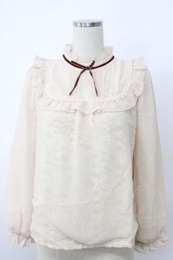 画像1: axes femme POETIQUE / レースシフォン重ねヨーク襟ブラウス M ベージュ T-26-02-03-008-AX-BL-SA-ZT (1)