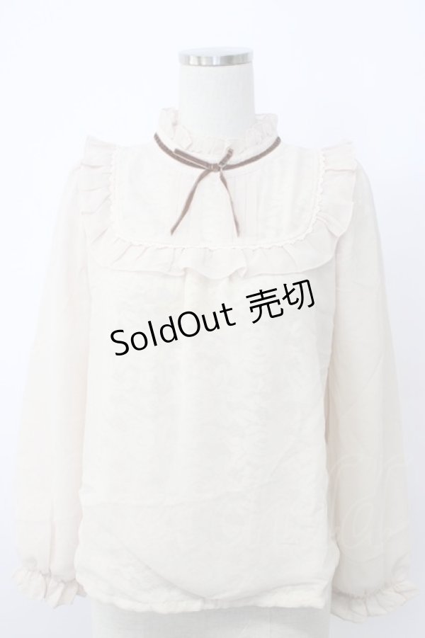 画像1: axes femme POETIQUE / レースシフォン重ねヨーク襟ブラウス M ベージュ T-26-02-03-008-AX-BL-SA-ZT594 (1)