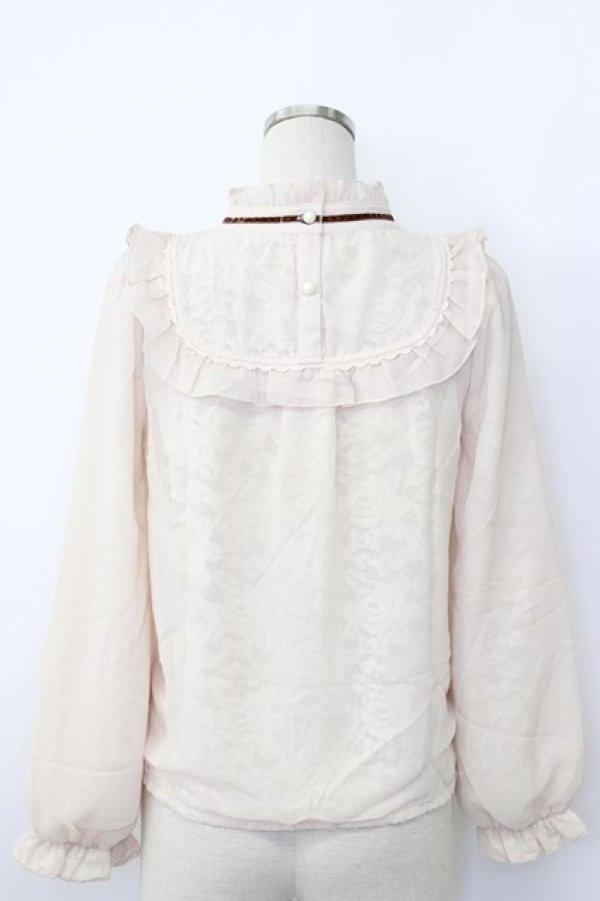 画像2: axes femme POETIQUE / レースシフォン重ねヨーク襟ブラウス M ベージュ T-26-02-03-008-AX-BL-SA-ZT (2)