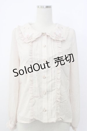 画像: axes femme POETIQUE / 襟花刺繍ブラウス M アワピンク T-26-02-03-009-AX-BL-SA-ZT594