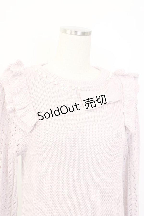 画像3: axes femme POETIQUE / ビジュー肩フリルニットプルオーバー M アワピンク T-26-02-03-010-AX-TO-SA-ZT (3)