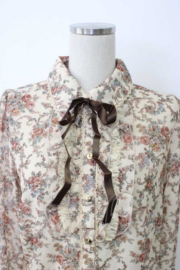 画像3: axes femme / 花Ｘオーナメント柄ブラウス M ベージュ T-26-02-03-016-AX-BL-SA-ZT (3)