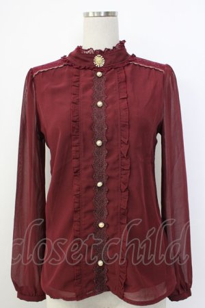 画像: axes femme / 異素材使いブラウス風プルオーバー  ボルドー T-26-02-03-017-AX-TO-SA-ZT