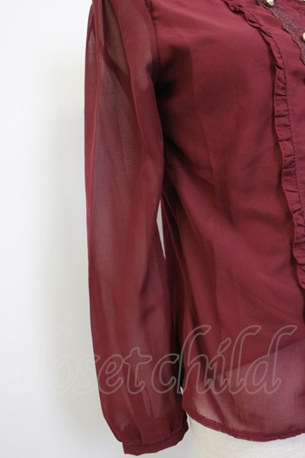 画像4: axes femme / 異素材使いブラウス風プルオーバー  ボルドー T-26-02-03-017-AX-TO-SA-ZT (4)