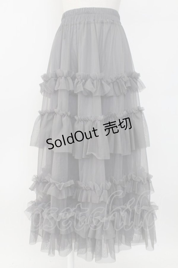画像1: axes femme / フリルチュールティアードスカート  グレー T-26-02-04-023-AX-SK-SA-ZT (1)