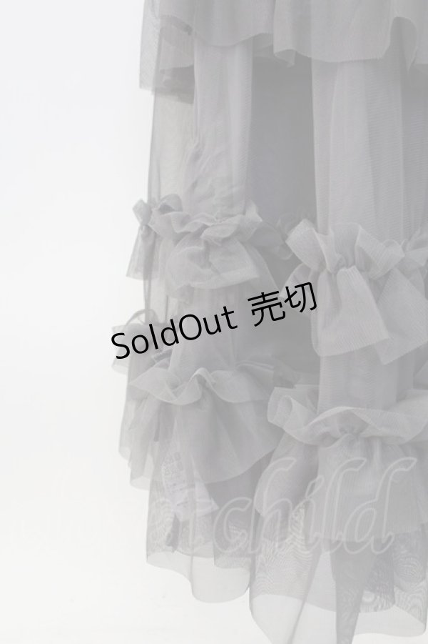 画像3: axes femme / フリルチュールティアードスカート  グレー T-26-02-04-023-AX-SK-SA-ZT (3)