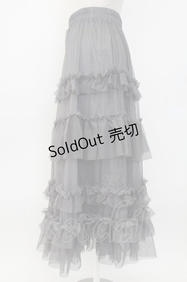 画像4: axes femme / フリルチュールティアードスカート  グレー T-26-02-04-023-AX-SK-SA-ZT (4)