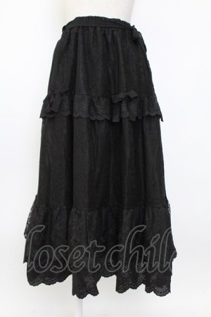 画像: axes femme / ティアードコットンレーススカート  黒 T-26-02-04-025-AX-CO-SA-ZT