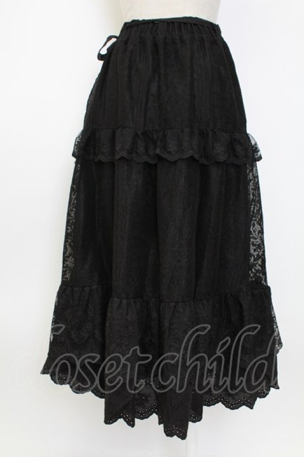 画像2: axes femme / ティアードコットンレーススカート  黒 T-26-02-04-025-AX-CO-SA-ZT (2)