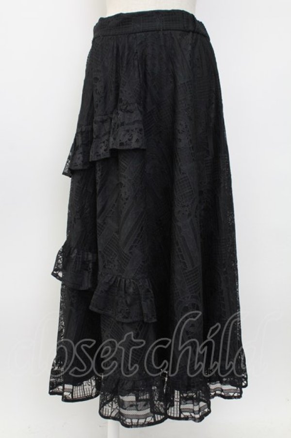 画像1: axes femme / レースロングスカート  黒 T-26-02-04-026-AX-SK-SA-ZT (1)