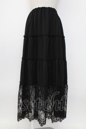 画像: axes femme / 裾レースティアードスカート  黒 T-26-02-04-027-AX-SK-SA-ZT