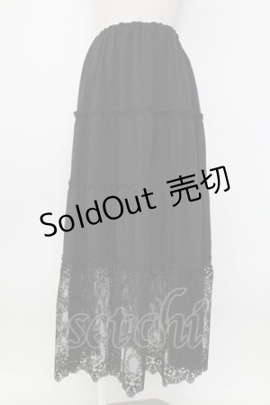 画像: axes femme / 裾レースティアードスカート  黒 T-26-02-04-027-AX-SK-SA-ZT