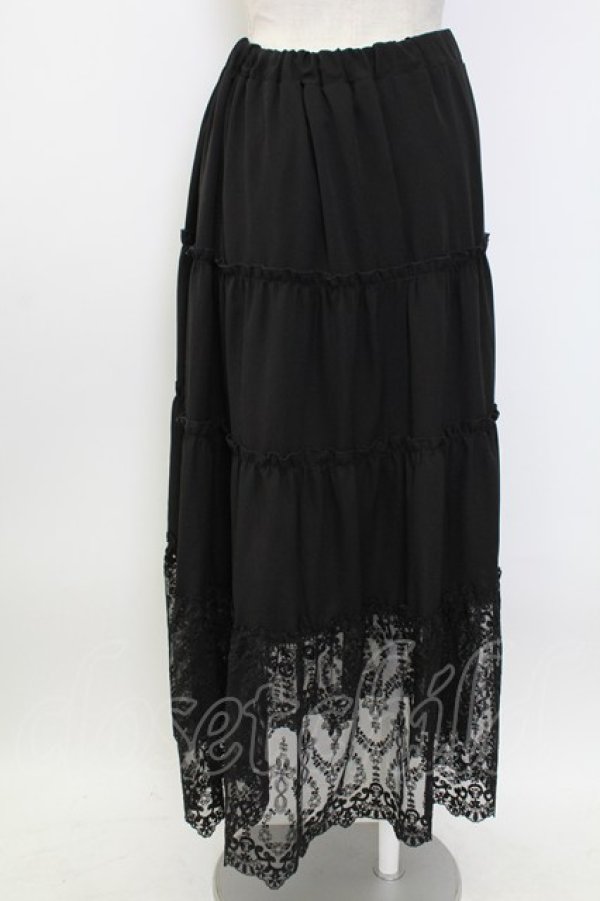 画像2: axes femme / 裾レースティアードスカート  黒 T-26-02-04-027-AX-SK-SA-ZT (2)