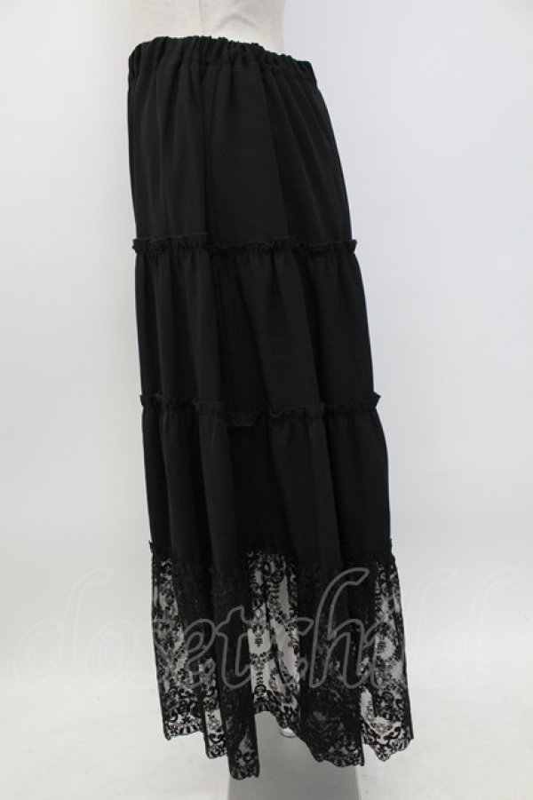 画像3: axes femme / 裾レースティアードスカート  黒 T-26-02-04-027-AX-SK-SA-ZT (3)