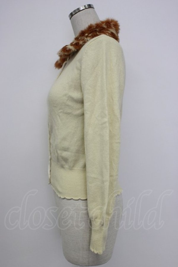 画像3: Emily Temple cute / バンビファー襟ニットカーディガン  アイボリーＸブラウン T-26-02-04-004-ET-TO-SA-ZT (3)