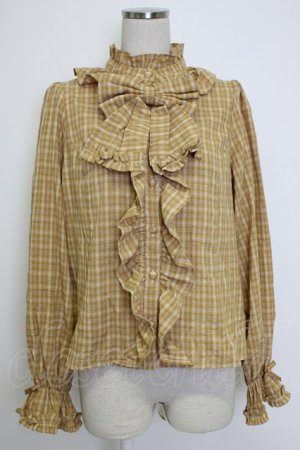画像: axes femme kawaii / チェック柄ブラウス M イエロー T-26-02-04-005-AX-BL-SA-ZT
