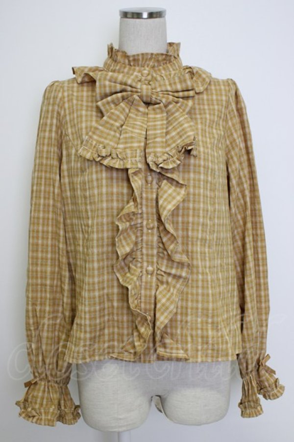 画像1: axes femme kawaii / チェック柄ブラウス M イエロー T-26-02-04-005-AX-BL-SA-ZT (1)