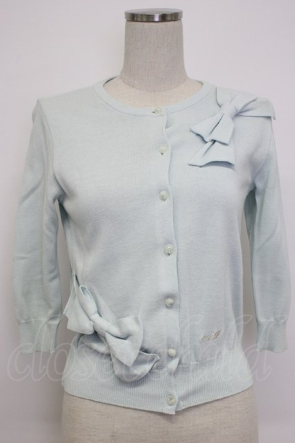 画像1: MILK / ダブルリボンニットカーディガン  サックス T-26-02-04-006-ML-TO-SA-ZT (1)