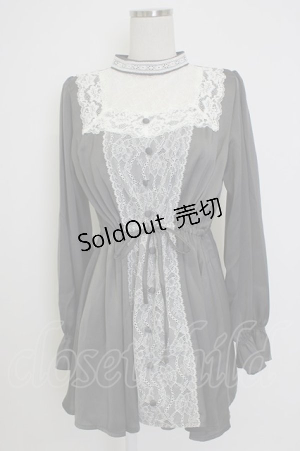 画像1: axes femme / ヴィンテージサテンブラウス M グレー T-26-02-04-007-AX-BL-SA-ZT (1)