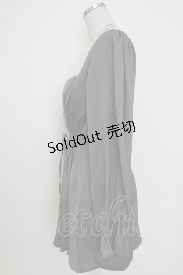 画像3: axes femme / ヴィンテージサテンブラウス M グレー T-26-02-04-007-AX-BL-SA-ZT (3)