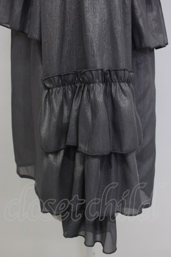 画像4: axes femme / ラメシアー楊柳フリルブラウス  グレー T-26-02-04-008-AX-BL-SA-ZT (4)