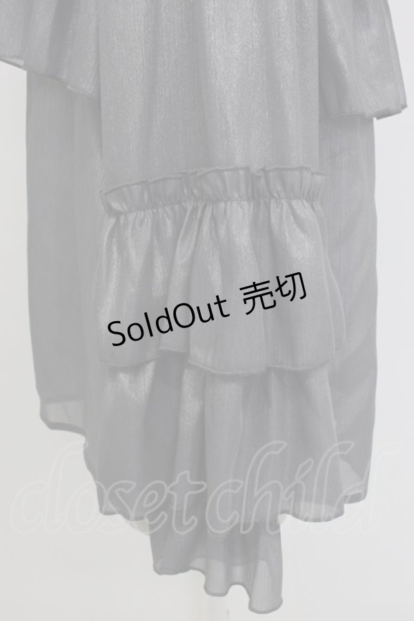 画像4: axes femme / ラメシアー楊柳フリルブラウス  グレー T-26-02-04-008-AX-BL-SA-ZT580 (4)