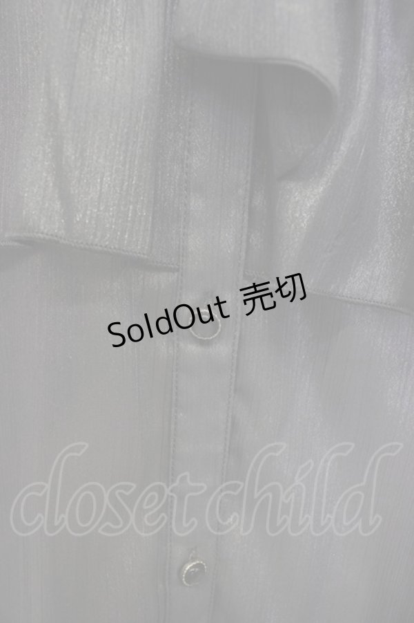 画像6: axes femme / ラメシアー楊柳フリルブラウス  グレー T-26-02-04-008-AX-BL-SA-ZT580 (6)