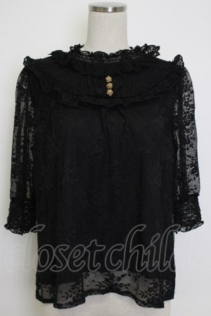 画像: axes femme / アンティーク風レーストップス  ブラック T-26-02-04-010-AX-TO-SA-ZT