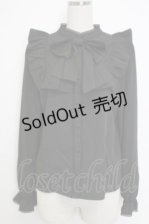 画像: axes femme POETIQUE / ビッグリボンブラウス  黒 T-26-02-04-012-AX-BL-SA-ZT