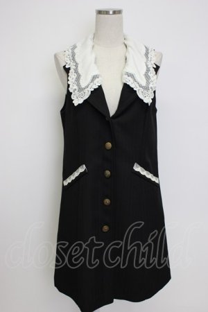 画像: axes femme POETIQUE / レース襟ロングベスト M ブラック T-26-02-04-014-AX-TO-SA-ZT