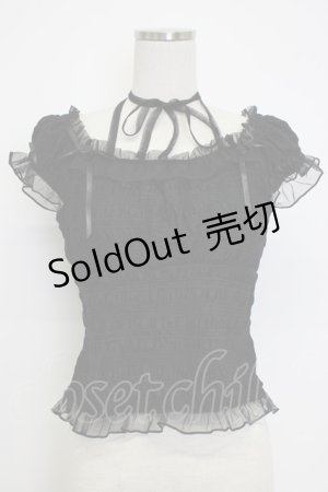 画像: axes femme / プチローズリボン半袖トップス  黒 T-26-02-04-015-AX-TO-SA-ZT