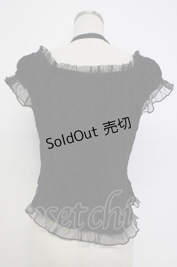 画像2: axes femme / プチローズリボン半袖トップス  黒 T-26-02-04-015-AX-TO-SA-ZT (2)