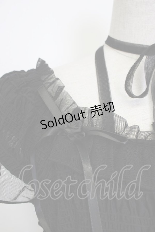 画像6: axes femme / プチローズリボン半袖トップス  黒 T-26-02-04-015-AX-TO-SA-ZT (6)