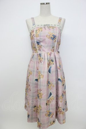 画像: axes femme kawaii / ロイヤルベアーズ柄ジャンスカ  ピンク T-26-02-04-016-AX-OP-SA-ZT