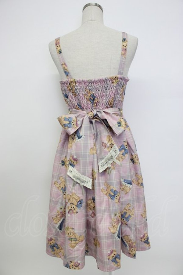 画像2: axes femme kawaii / ロイヤルベアーズ柄ジャンスカ  ピンク T-26-02-04-016-AX-OP-SA-ZT (2)