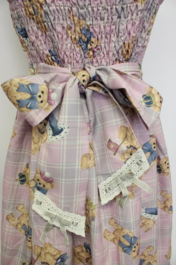 画像3: axes femme kawaii / ロイヤルベアーズ柄ジャンスカ  ピンク T-26-02-04-016-AX-OP-SA-ZT (3)