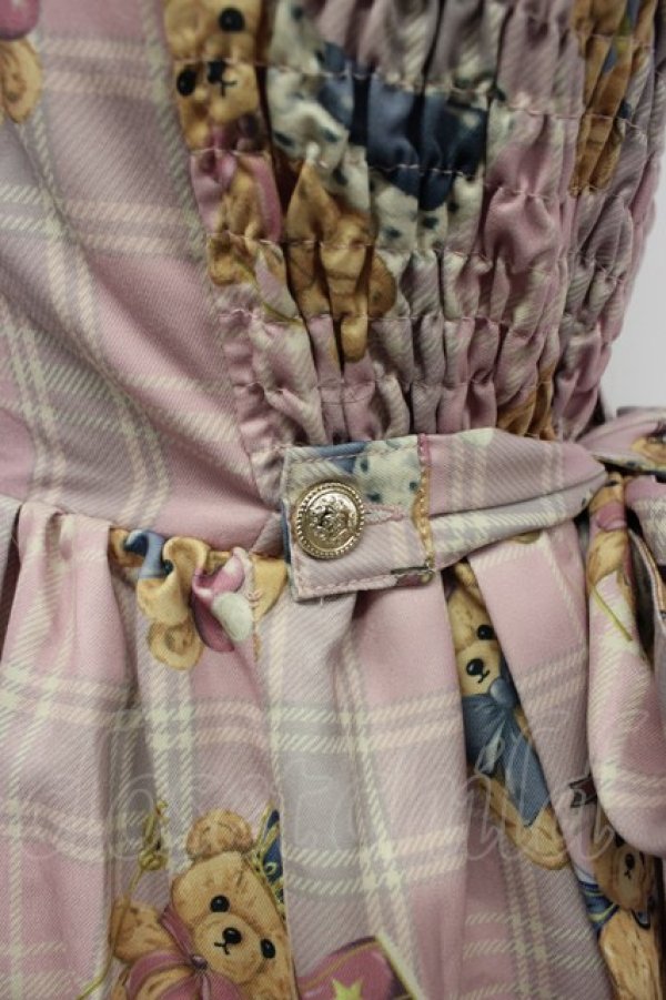 画像4: axes femme kawaii / ロイヤルベアーズ柄ジャンスカ  ピンク T-26-02-04-016-AX-OP-SA-ZT (4)