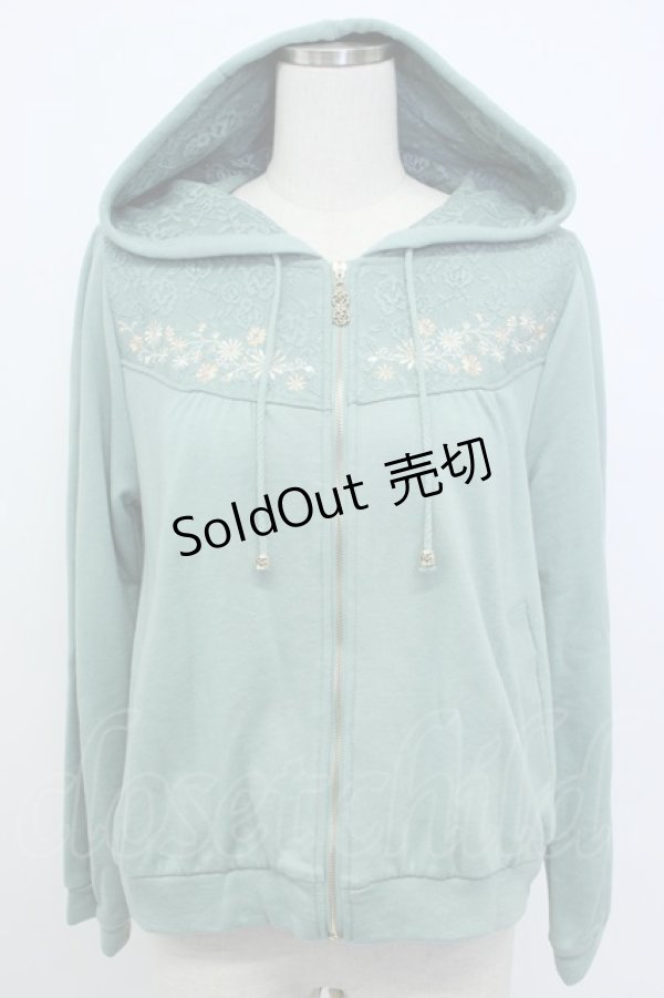 画像1: axes femme / 刺繍入りパーカー M グリーン T-26-02-05-021-AX-TO-SA-ZT (1)