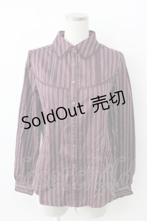 画像: axes femme / レジメ柄フリルブラウス  ワイン T-26-02-05-003-AX-BL-SA-ZT