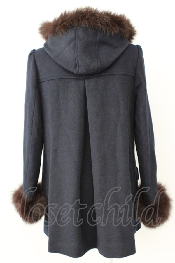 画像2: LODISPOTTO / フロント3つリボンファーフードコート  黒Ｘブラウン T-26-02-05-001-LO-CO-SA-ZT (2)