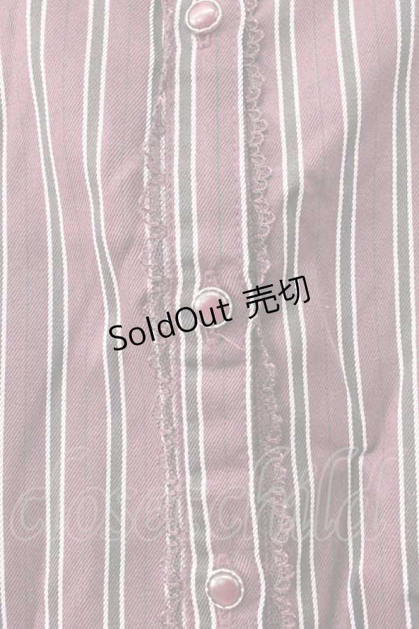 画像6: axes femme / レジメ柄フリルブラウス  ワイン T-26-02-05-003-AX-BL-SA-ZT (6)